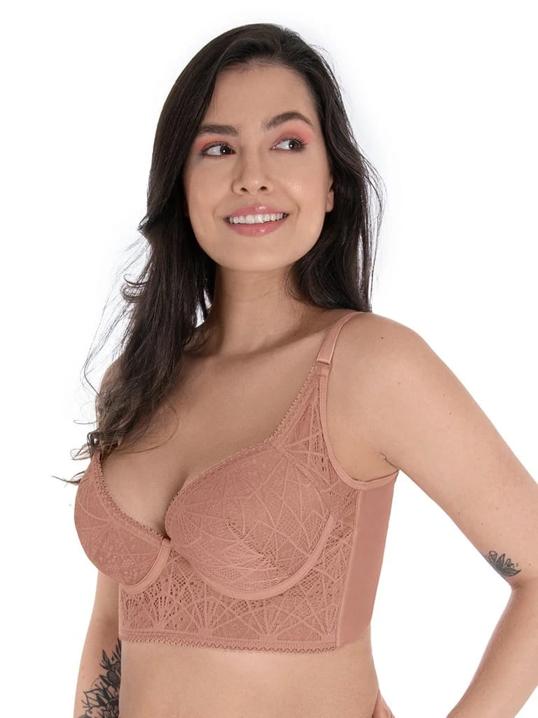 Deep neckline bra with lace Haby 12051