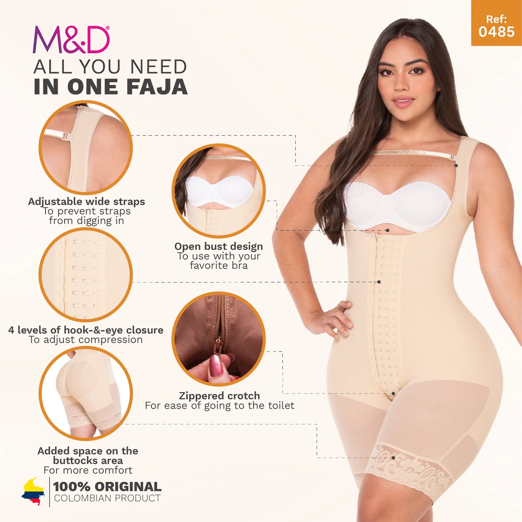 Fajas MYD 107 Post Surgery Anatomical Waist Shaper for Women